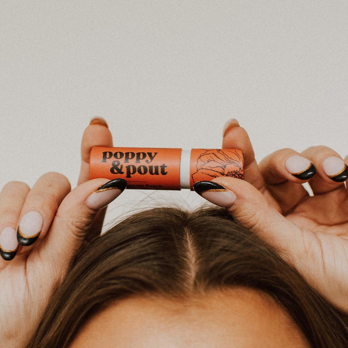 Poppy & Pout Lip Balm - Pomegranate Peach - Organic Lip Care for Soft and Sweet Lips