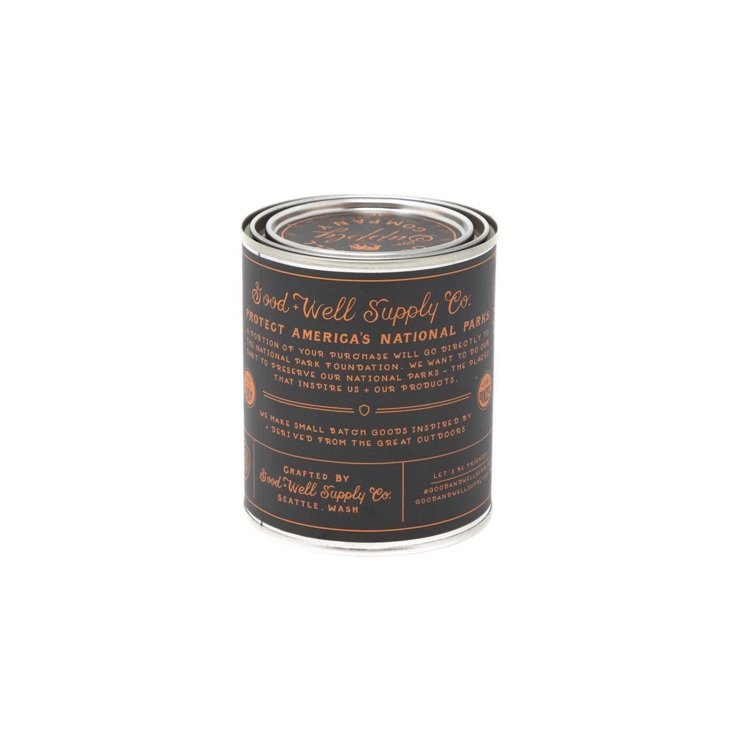 Yosemite Soy Candle in sustainable packaging, releasing a fresh, natural scent evocative of the iconic national park.