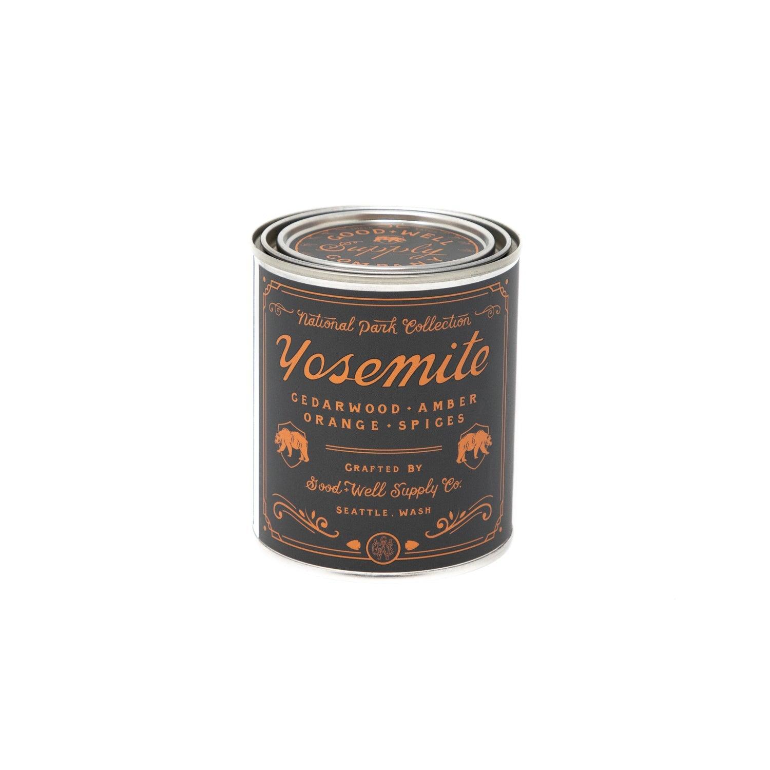 Yosemite Soy Candle in sustainable packaging, releasing a fresh, natural scent evocative of the iconic national park.