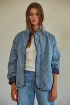 A denim jacket with a serene, minimalist design.