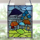 Mushrooms Stained Glass Mosaic - Handcrafted mosaic featuring a medley of vibrant mushrooms for a whimsical touch.