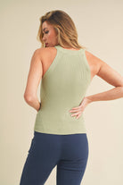 A high-neck tank top named "Nora".