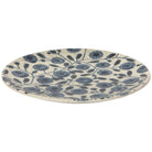 Ceramic plate with blue floral pattern on a white background