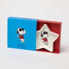 Star-shaped ceramic trinket dish featuring a black-and-white beagle wearing sunglasses and a red "Joe Cool" shirt, packaged in a blue and red gift box.