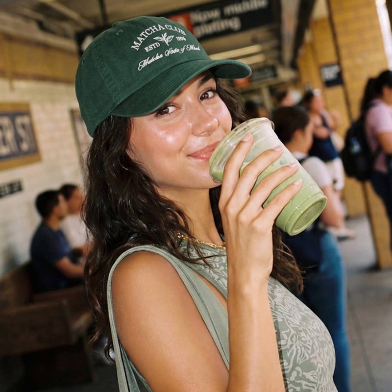 Matcha Club Embroidered Cotton Baseball Cap