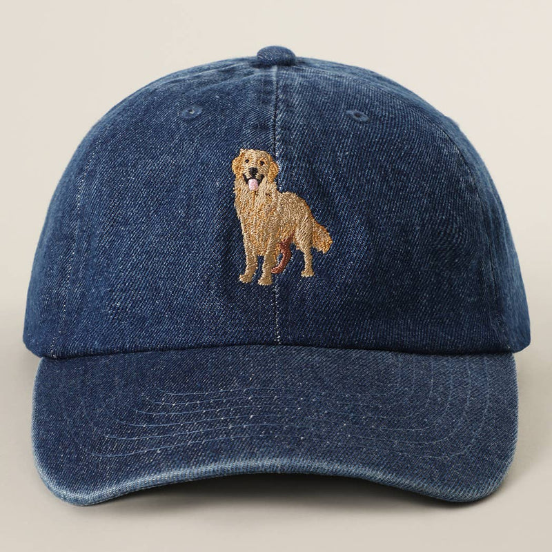 Golden Retriever Embroidered Denim Baseball Cap