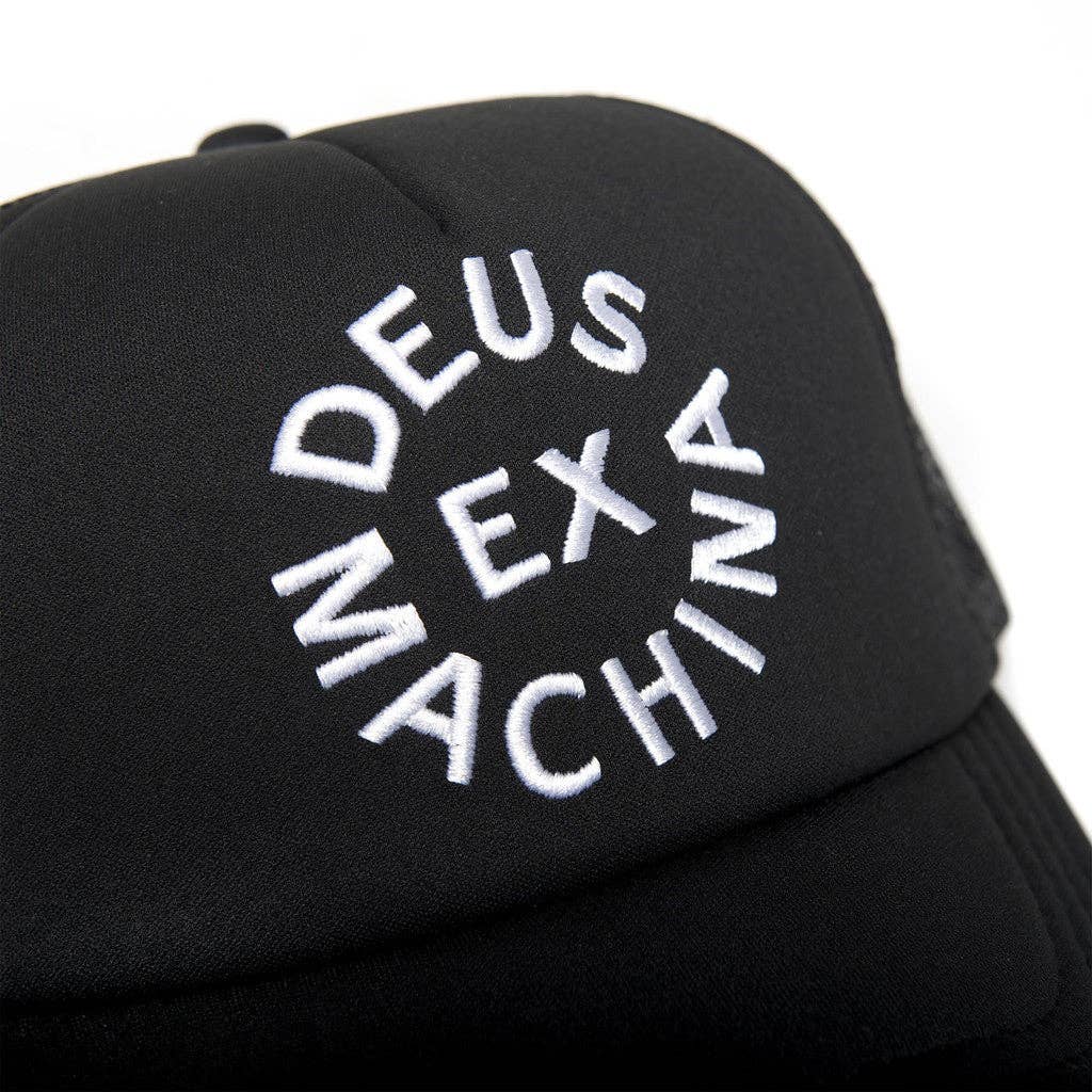 Deus Ex Machina Circle Logo Trucker Hat - Classic trucker hat featuring the iconic circle logo for a stylish and comfortable look.