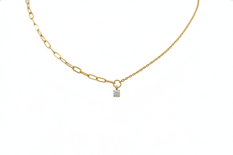 Modern Link Dainty Charm Necklace