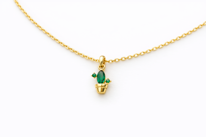 Emerald Cactus Necklace