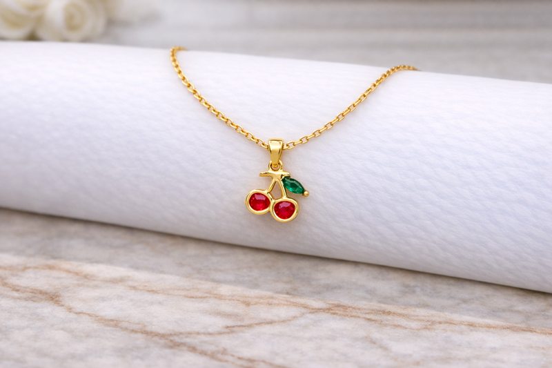 Ruby Cherry Necklace