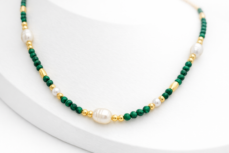 Esme Malachite Pearl Necklace