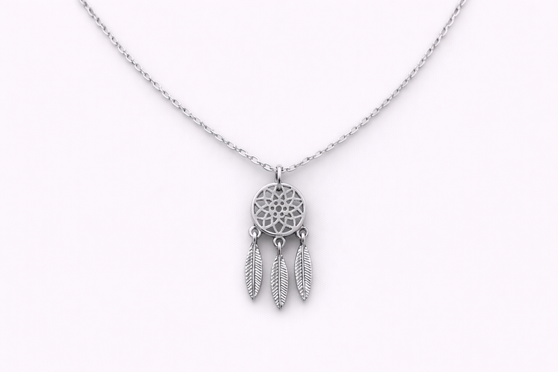 Silver Dreamcatcher Trio Necklace