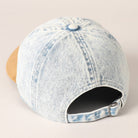 Denim cap with a beige visor on a light background