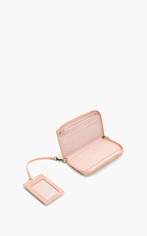 Beaded wallet and card holder set with colorful geometric and floral patterns in earthy and pastel tones.