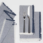 Midnight Blue Chambray Napkins - Set of 4, soft chambray fabric in midnight blue.