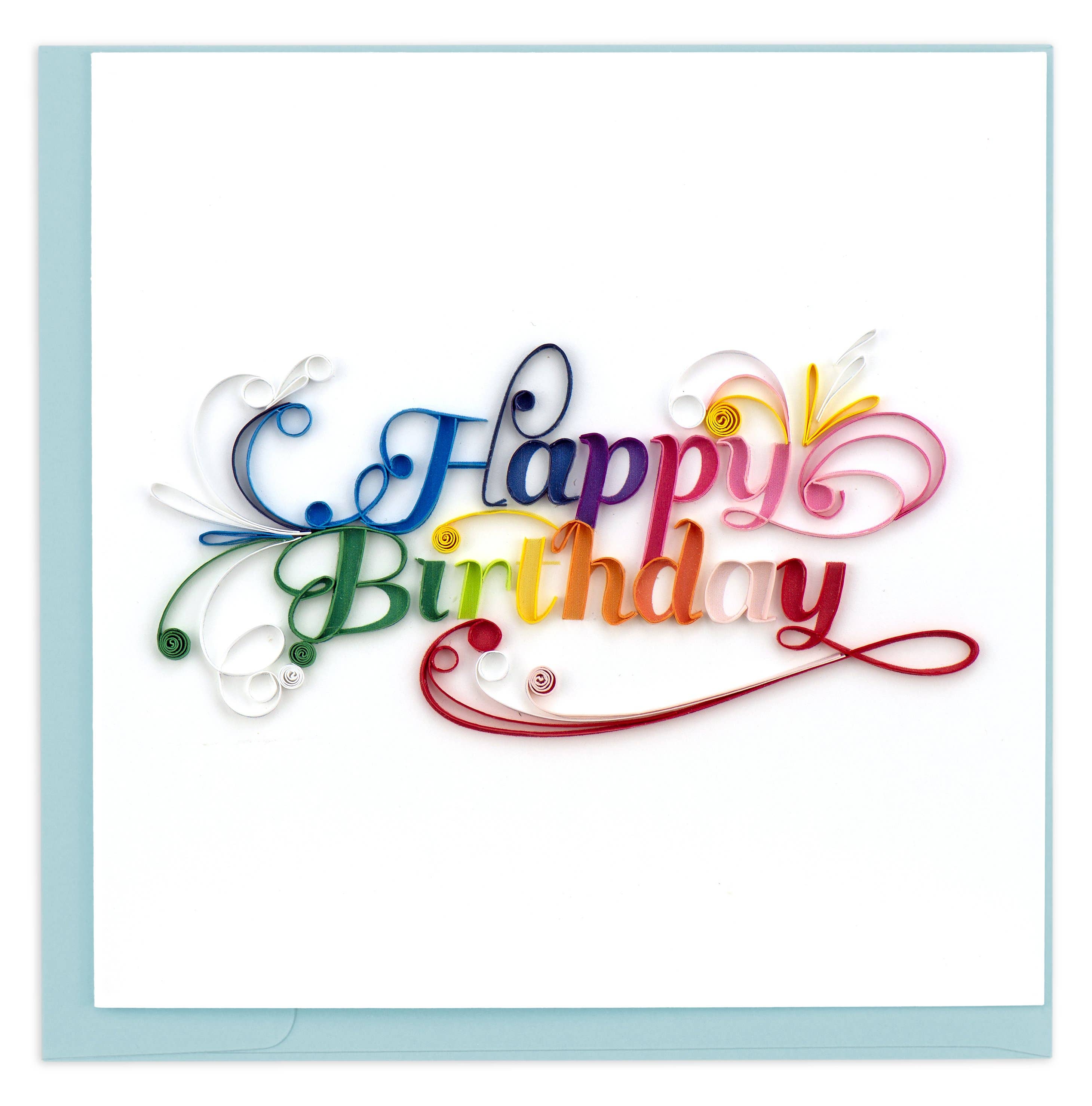 Colorful 'Happy Birthday' card with a white border