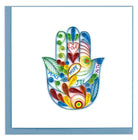 Colorful Hamsa hand with motivational words on a white background