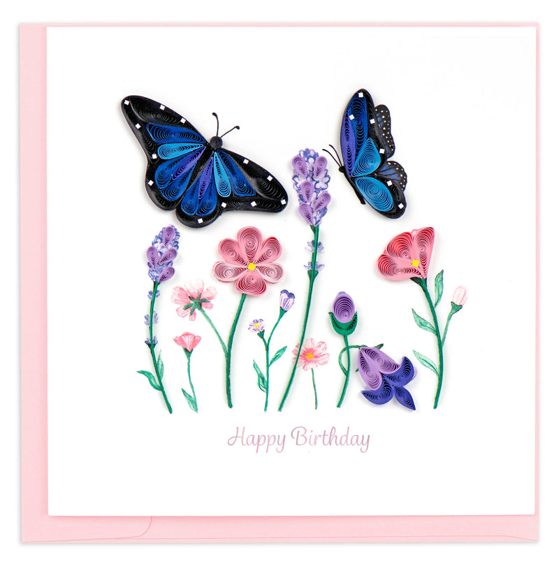 Quilled Floral Butterfly Birthday Card | Handmade Card
