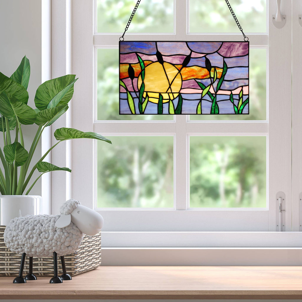 Sunset Stained Glass Mosaic - Handcrafted mosaic capturing the vibrant hues of a sunset for a mesmerizing display.