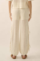 Pointelle Crochet-Knit Side-Tie Pants