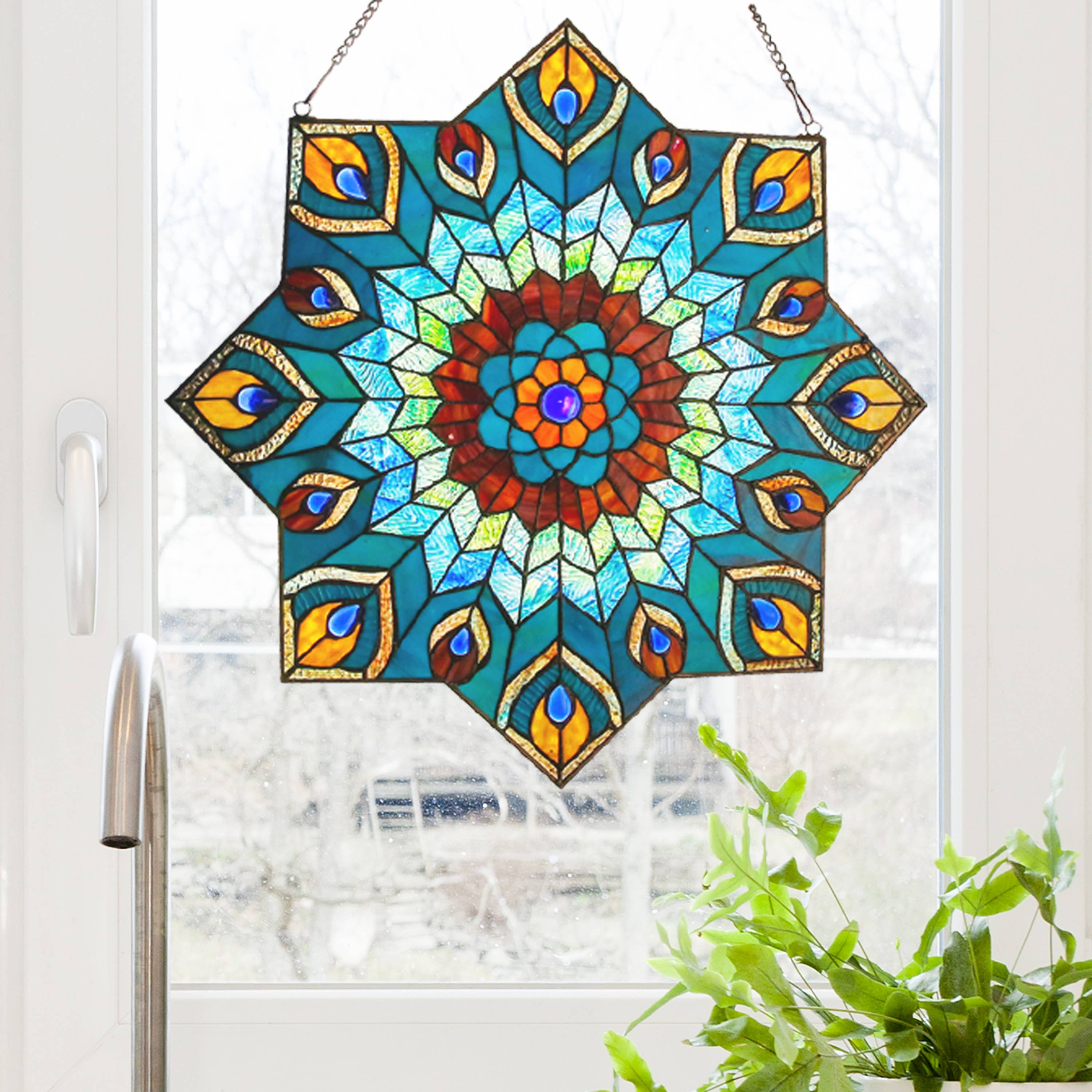 Hera Stained Glass Mosaic - Intricately handcrafted mosaic depicting the timeless beauty of the goddess Hera.