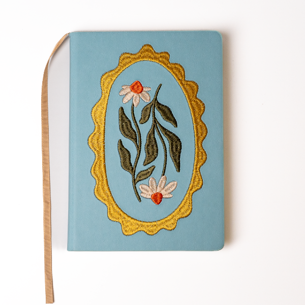 Daisy Frame embroidered hardbound notebook by Denik, alternate view
