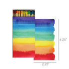 Matchbox featuring a vibrant rainbow watercolor gradient design.