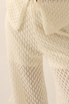 Pointelle Crochet-Knit Side-Tie Pants