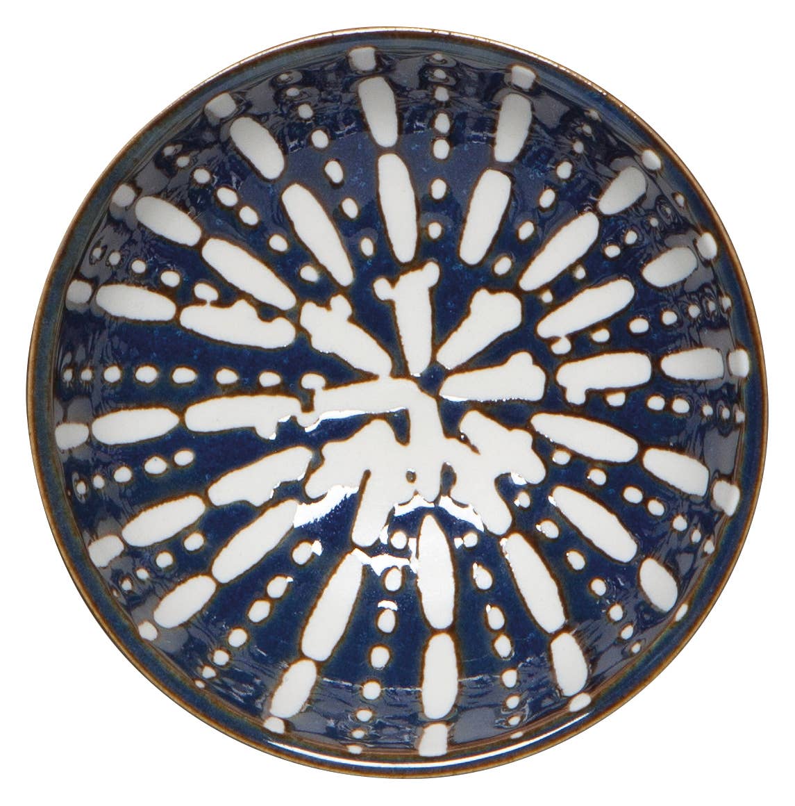 Pulse Pinch Bowls and Dipping Dishes - Set of 4, porcelain with vibrant blue and white stamped design.