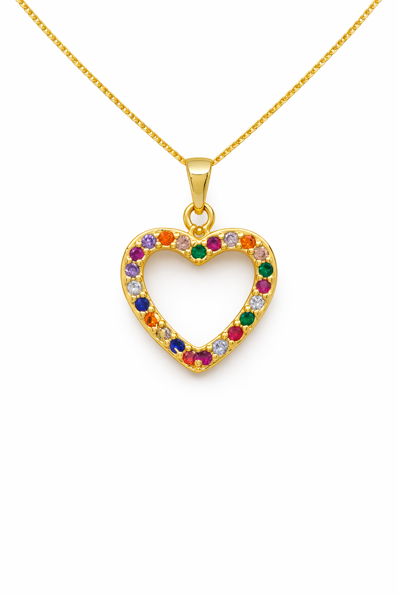 Rainbow Crystal Heart Necklace