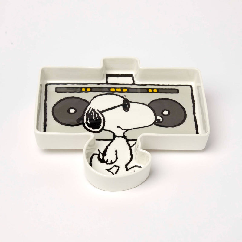 Snoopy pin dish featuring a boombox design, ideal for holding small items.