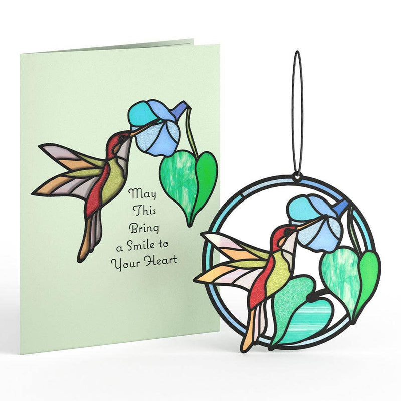 Smile to Your Heart Hummingbird Suncatcher Card