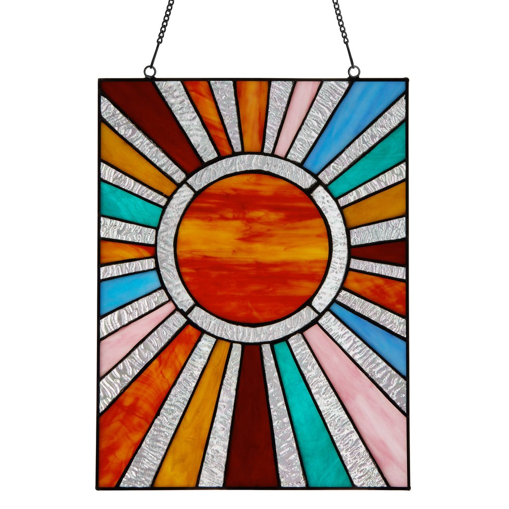 Sunburst Stained Glass Mosaic - Expertly handcrafted mosaic capturing the brilliance of a sunburst in vibrant hues.
