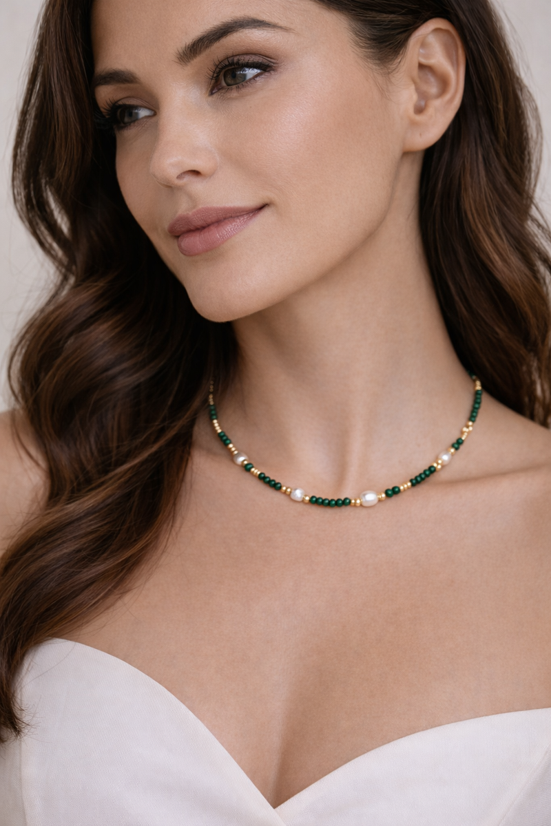 Esme Malachite Pearl Necklace