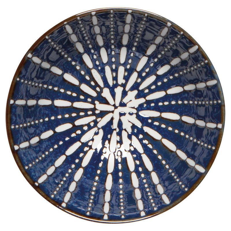 Pulse Stamped Bowl - Small, porcelain with vibrant blue and white stamped design.