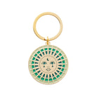 Moon Enamel Keychain featuring a crescent moon design with intricate enamel detailing and a durable metal ring for keys.