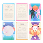 Your Cosmic Year astrology deck in bold orange, pink, and purple packaging with illustrated mirrored faces and celestial elements.