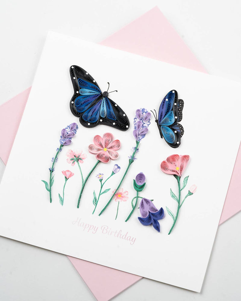 Quilled Floral Butterfly Birthday Card | Handmade Card