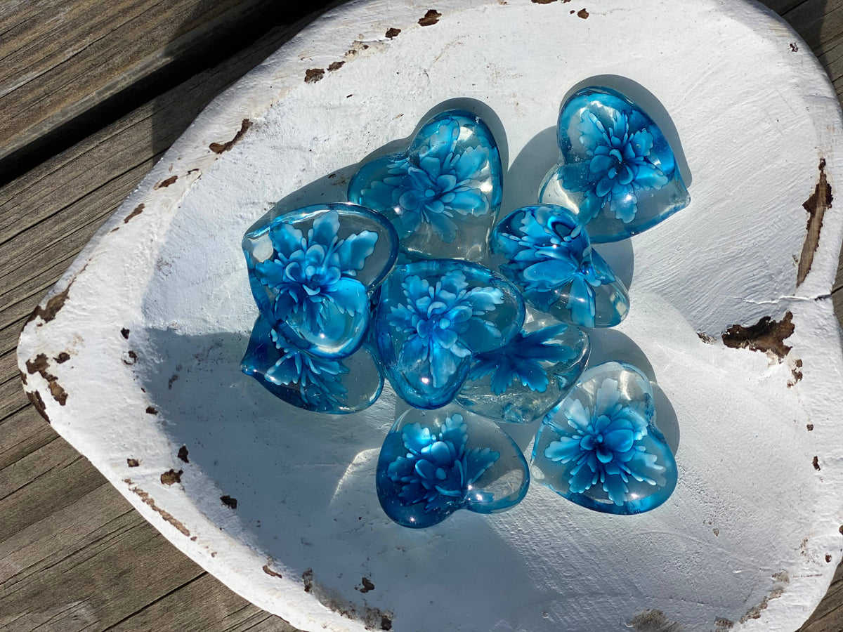 Glass Hearts in Rainbow Colors