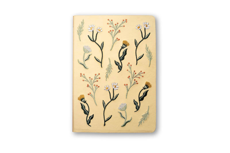 Butter Yellow Blooms Embroidered Journal