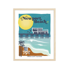 Artistic print highlighting Newport Beach's elegant marinas, lively boardwalks, and iconic pier, embodying its coastal sophistication.