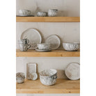 Grove Bowl - Large, 100% porcelain with flower design pattern and beige color.
