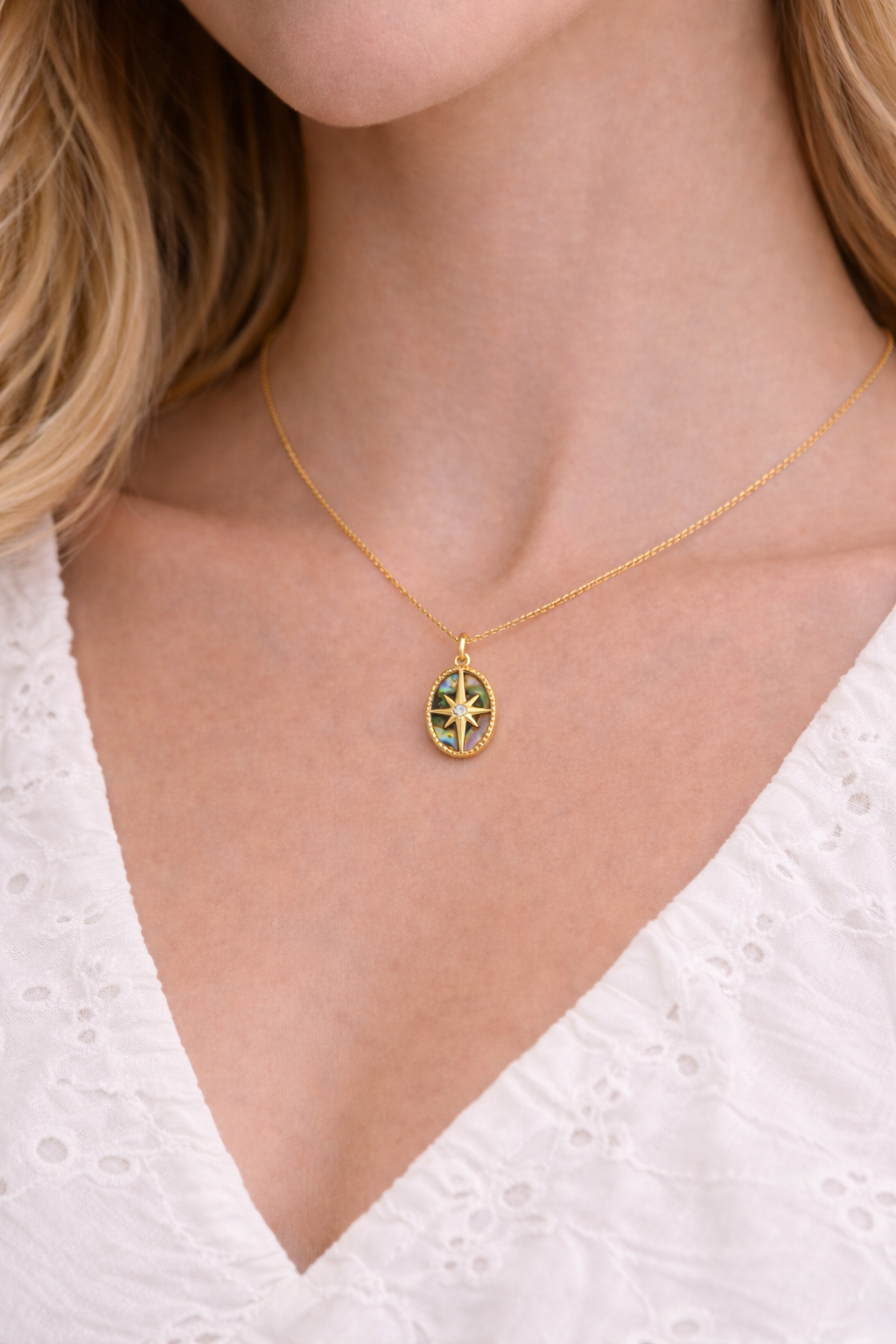 Isla North Star Oval Necklace