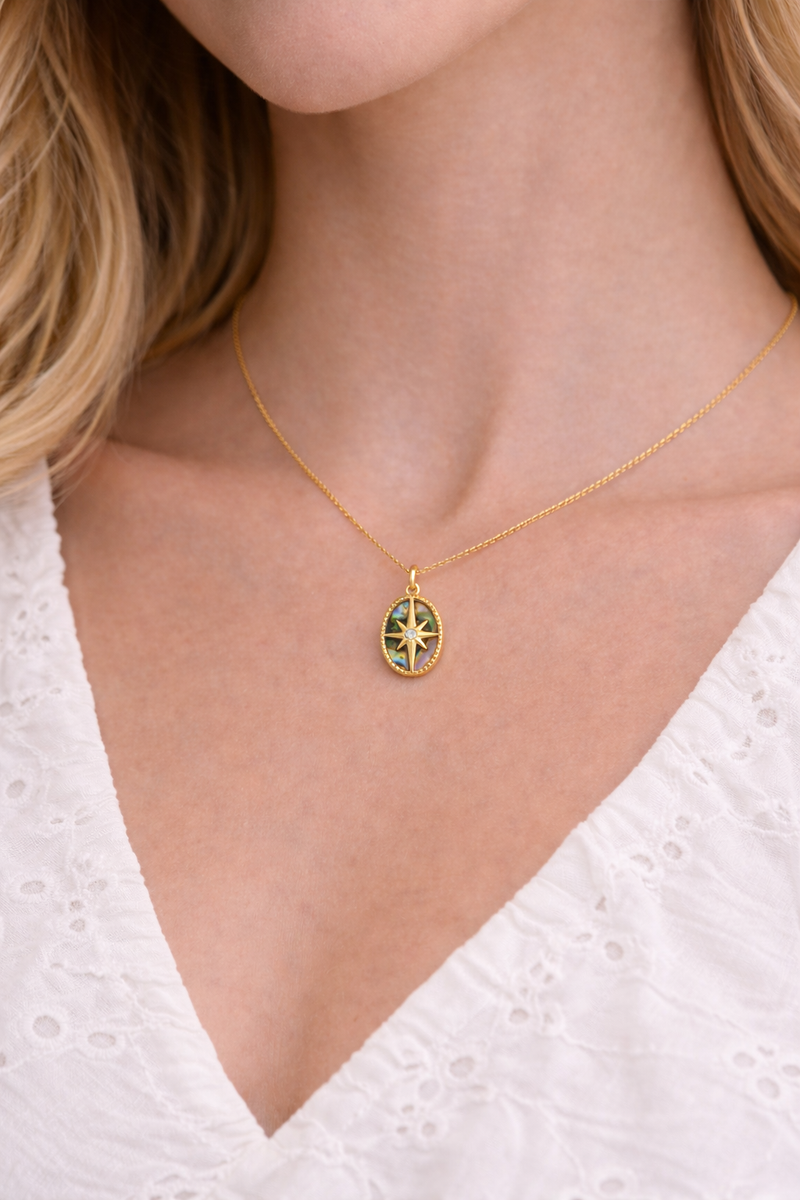 Isla North Star Oval Necklace