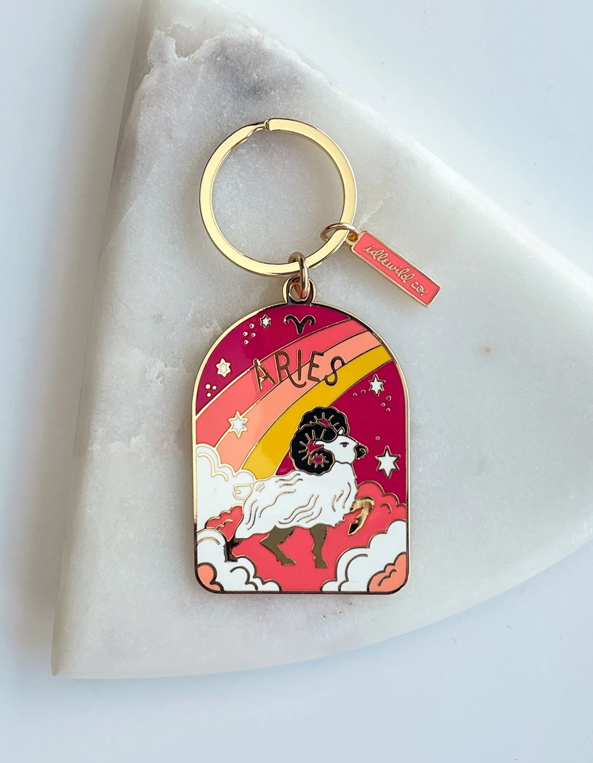 Aries Keychain - A sleek and resilient keychain featuring the distinctive Aries symbol for showcasing your zodiac pride.