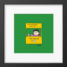 Framed artwork of a comic character sitting at a "Psychiatric Help 5¢" booth on a green background.
