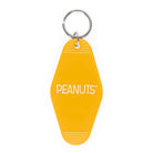 Peanuts® Snoopy Daisy Garden Key Tag featuring Snoopy surrounded by colorful daisies on a vibrant yellow background.