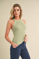 A high-neck tank top named "Nora".