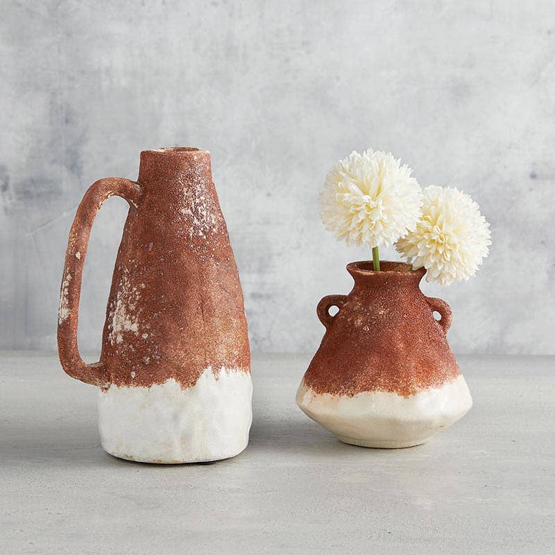 Small Stoneware Dual Color Vase - Contemporary home decor accent in a compact size, ideal for single stems or standalone display.