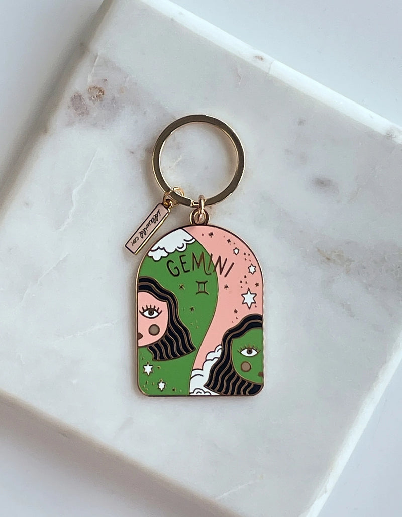 Gemini Keychain - Sleek and durable keychain featuring the Gemini zodiac symbol.